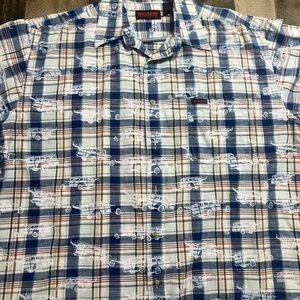 Wolverine Blue and White Casual Button Down Shirt